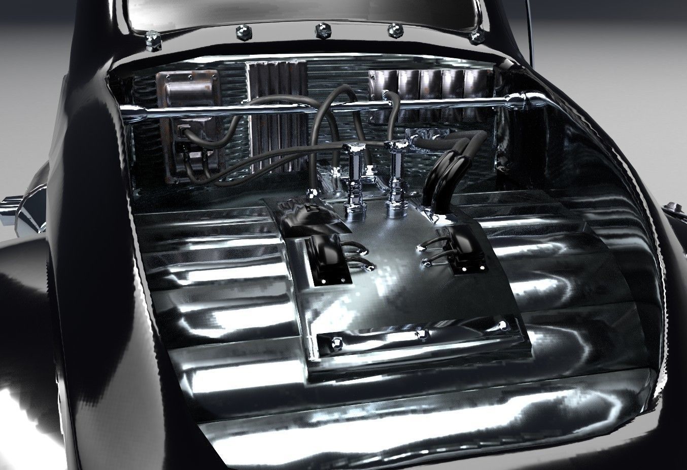 Futuristic Retro Car Low Poly 3D model_6