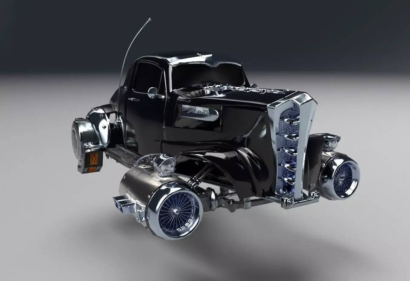 Futuristic Retro Car Low Poly 3D model_0