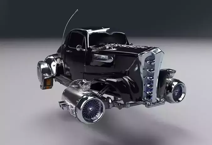 Futuristic Retro Car Low Poly 3D model