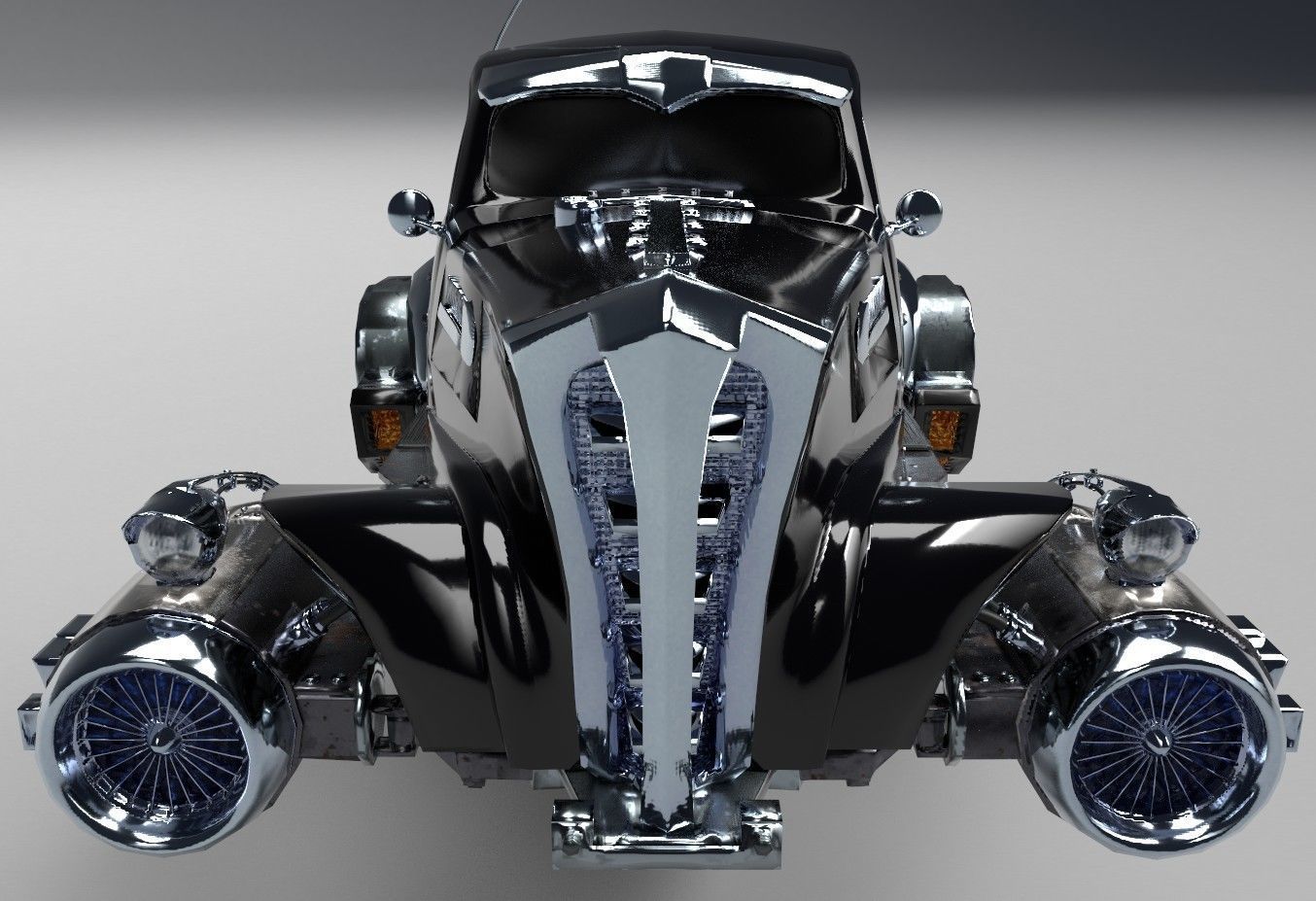 Futuristic Retro Car Low Poly 3D model_2