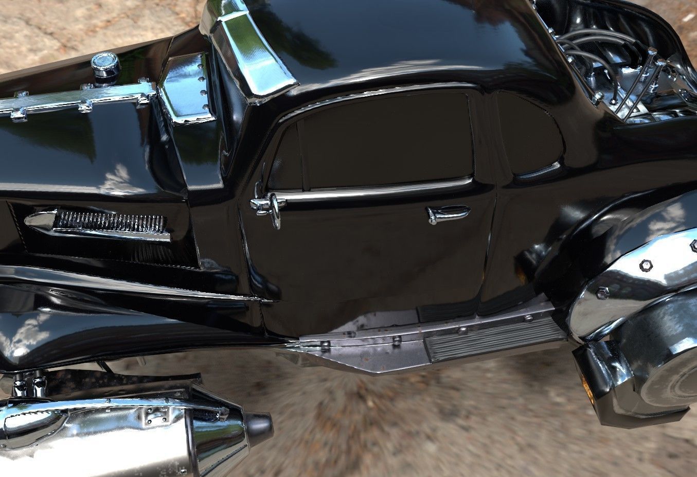 Futuristic Retro Car Low Poly 3D model_11