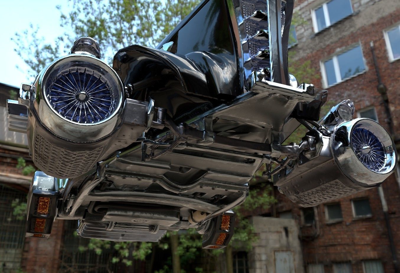 Futuristic Retro Car Low Poly 3D model_3