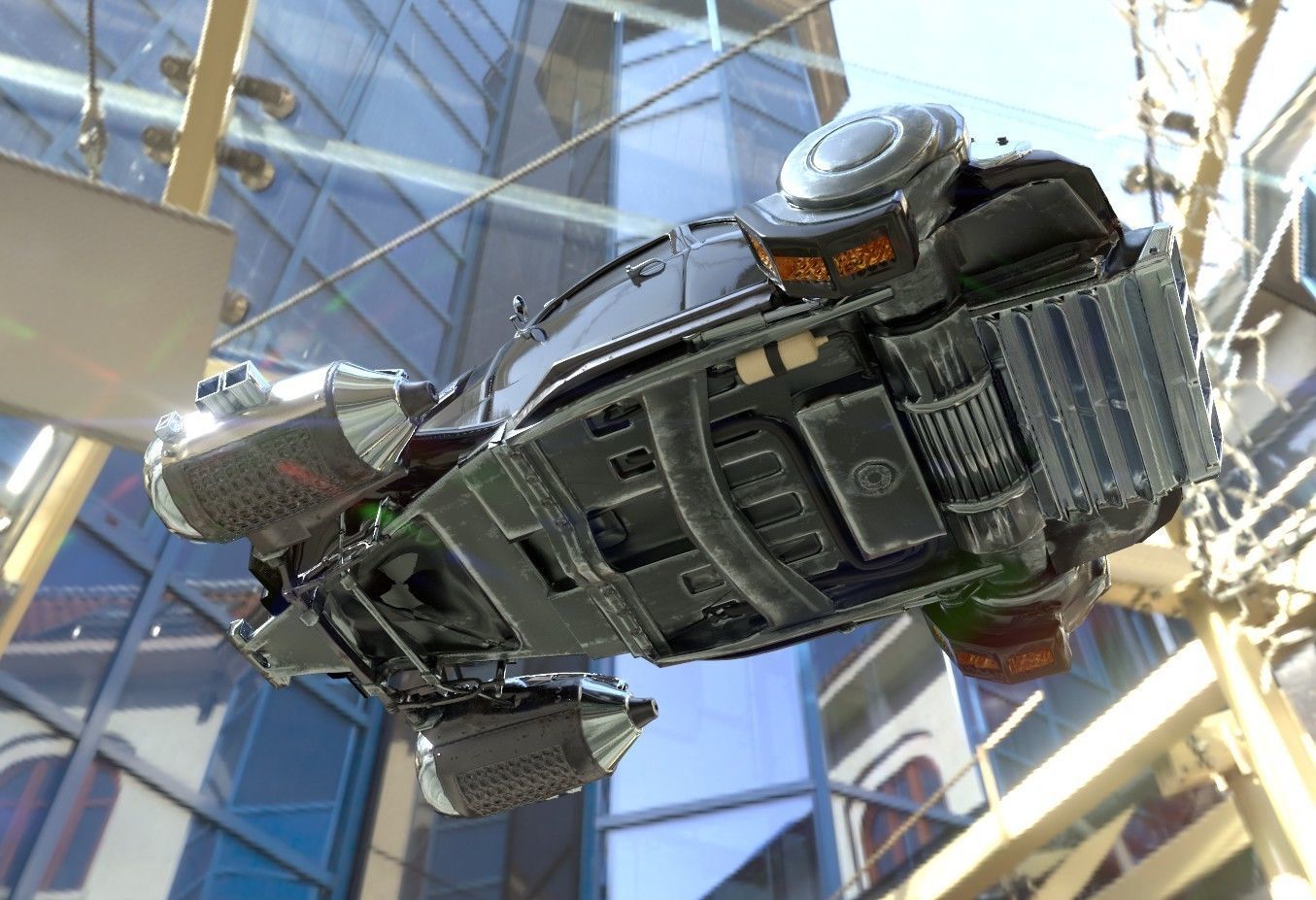 Futuristic Retro Car Low Poly 3D model_16