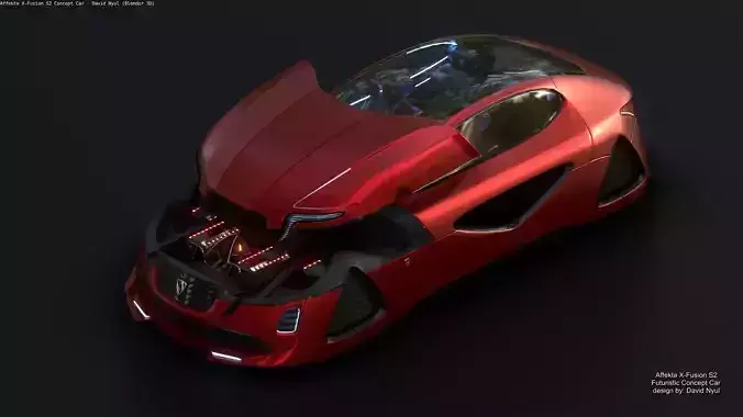 Affekta X-Fusion S2 BEST FUTURISTIC SCI-FI CYBER concept car Low-poly 3D model