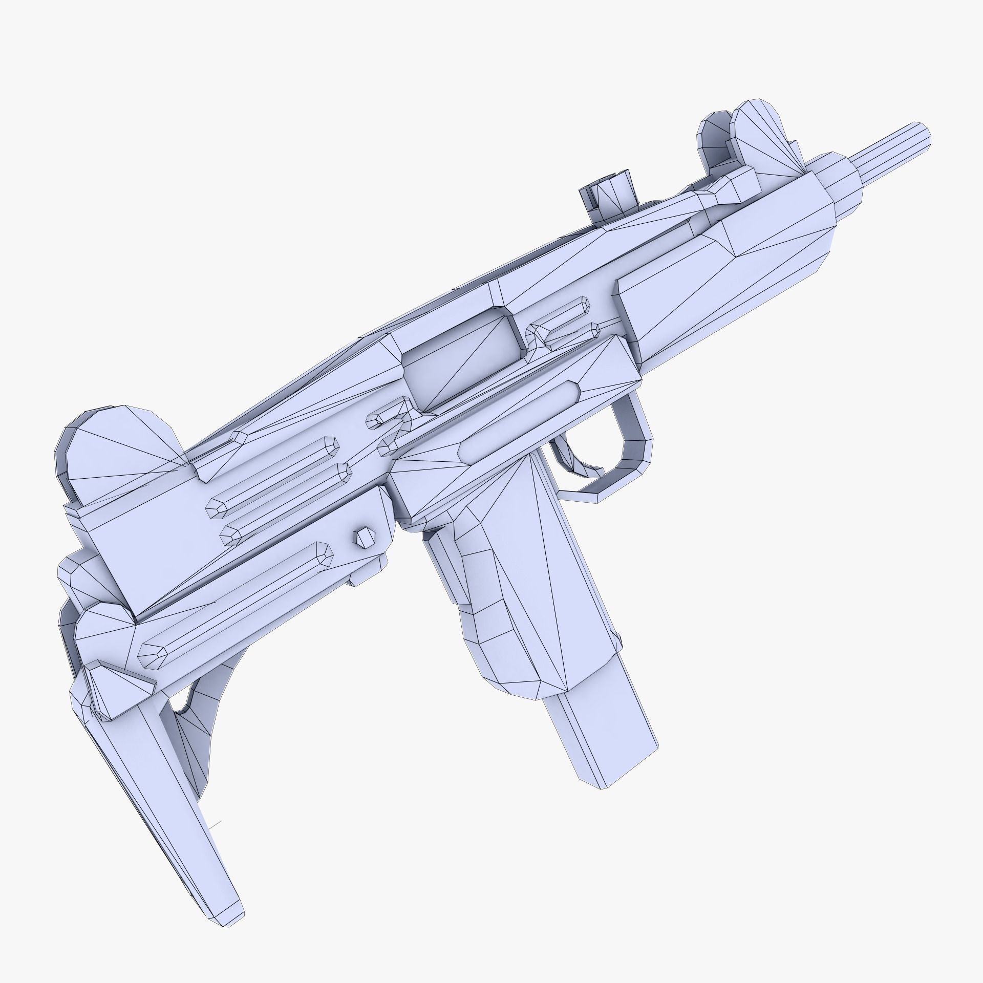 Uzi SMG Low-poly 3D model_4