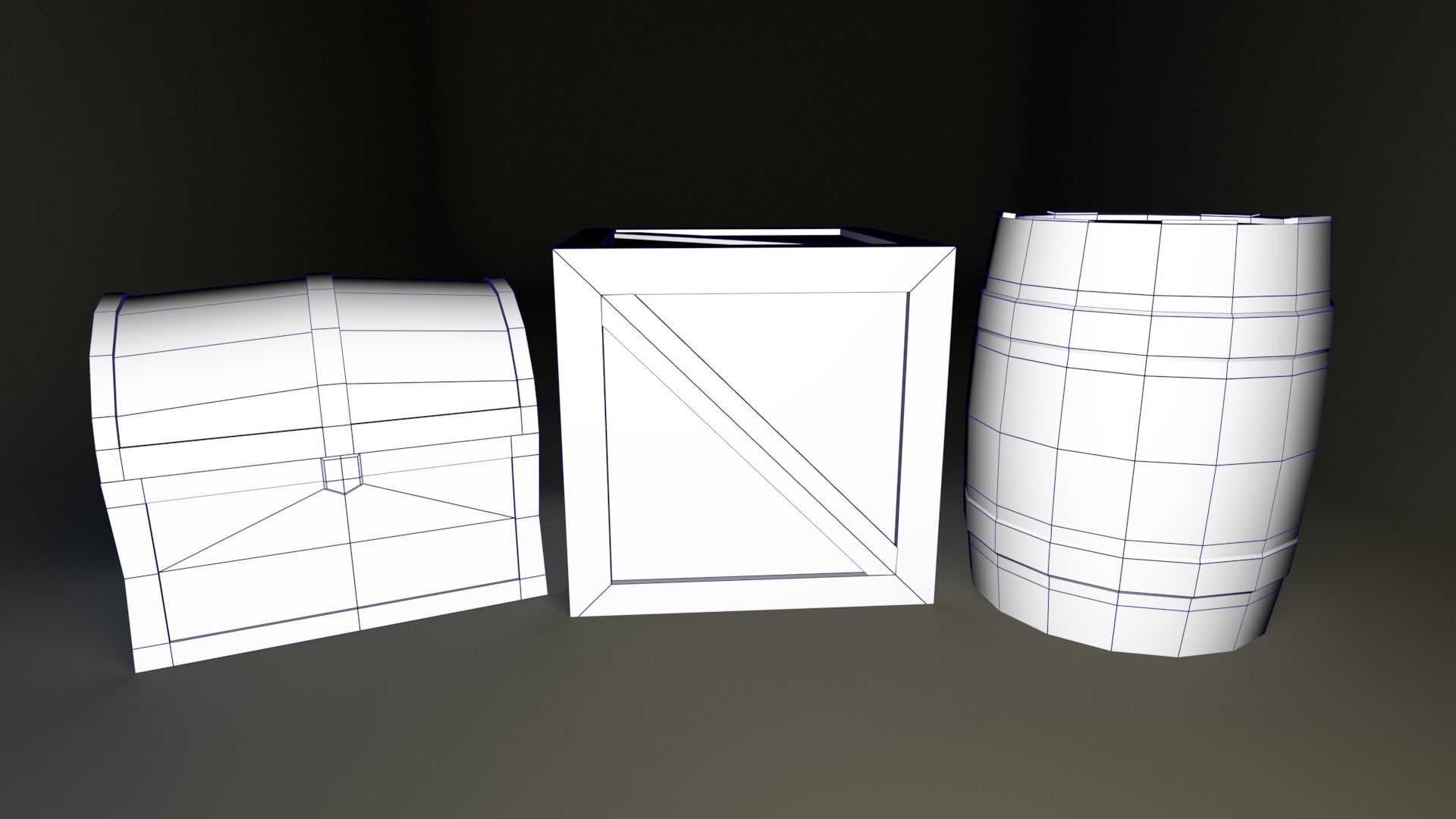 Fantasy Container Pack Low-poly 3D model_1