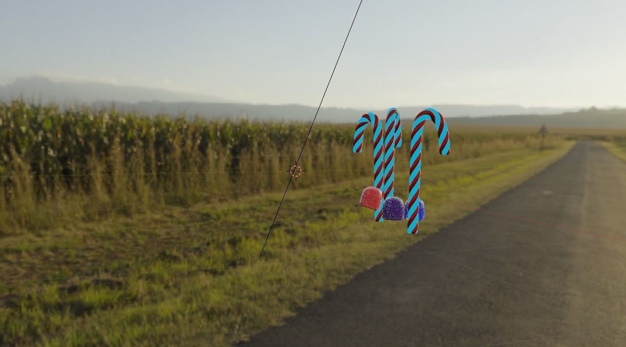 Candy canes on side of road Free 3D model_1