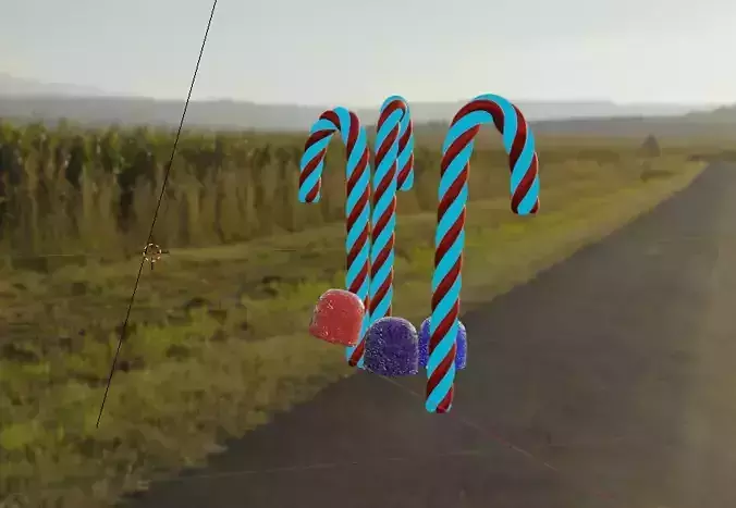 Candy canes on side of road