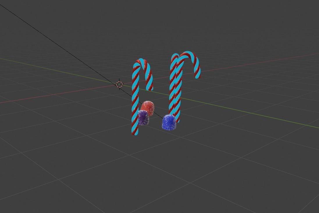 Candy canes on side of road Free 3D model_2