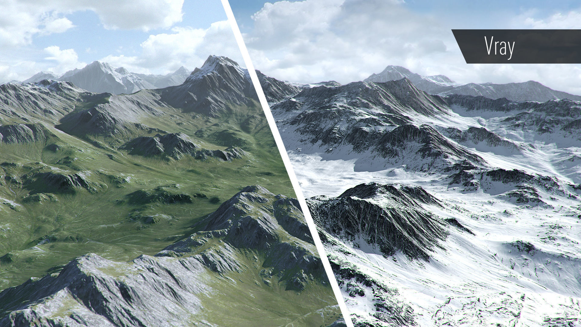 Mountain Summer and Winter Textures Low-poly 3D model_2