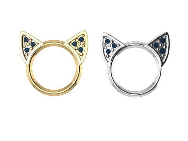 piercing gold plated nose ring with diamonds 3D print model_9