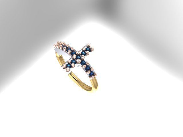 piercing gold plated nose ring with diamonds 3D print model_2