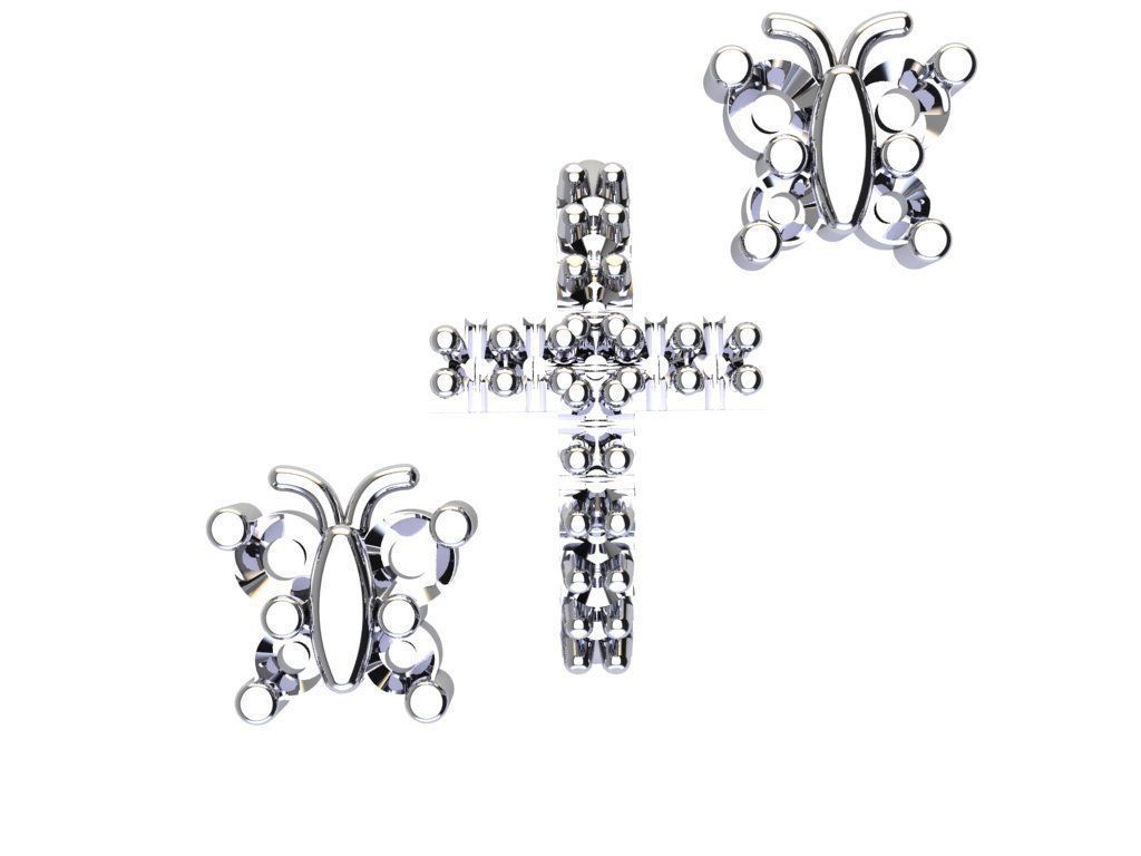 piercing gold plated nose ring with diamonds 3D print model_3