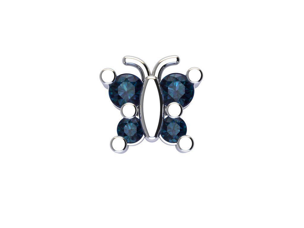 piercing gold plated nose ring with diamonds 3D print model_4