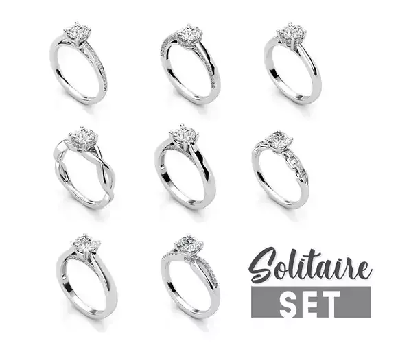 Solitaire ring set 3D print model