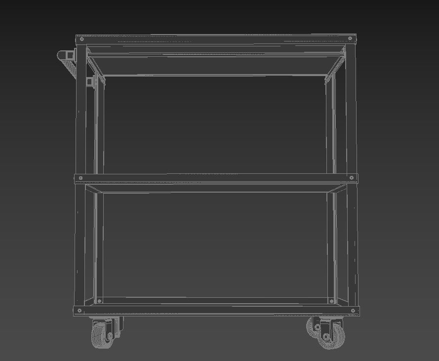 Workshop Service Trolley with Open Shelving 3D model_9