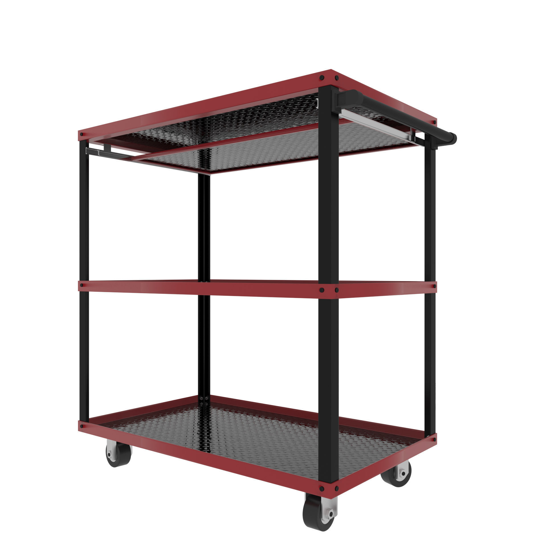 Workshop Service Trolley with Open Shelving 3D model_14