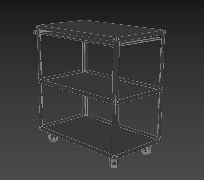 Workshop Service Trolley with Open Shelving 3D model_10
