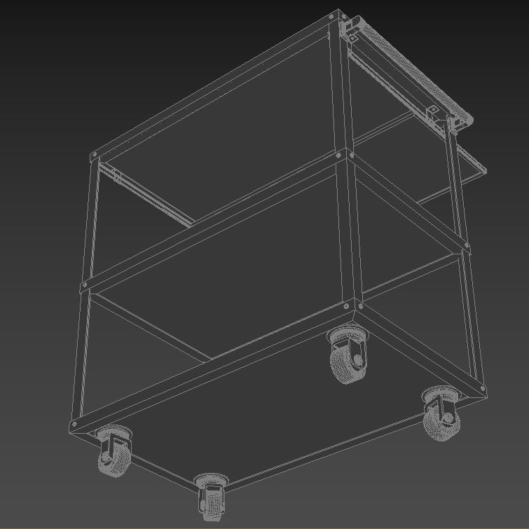 Workshop Service Trolley with Open Shelving 3D model_12