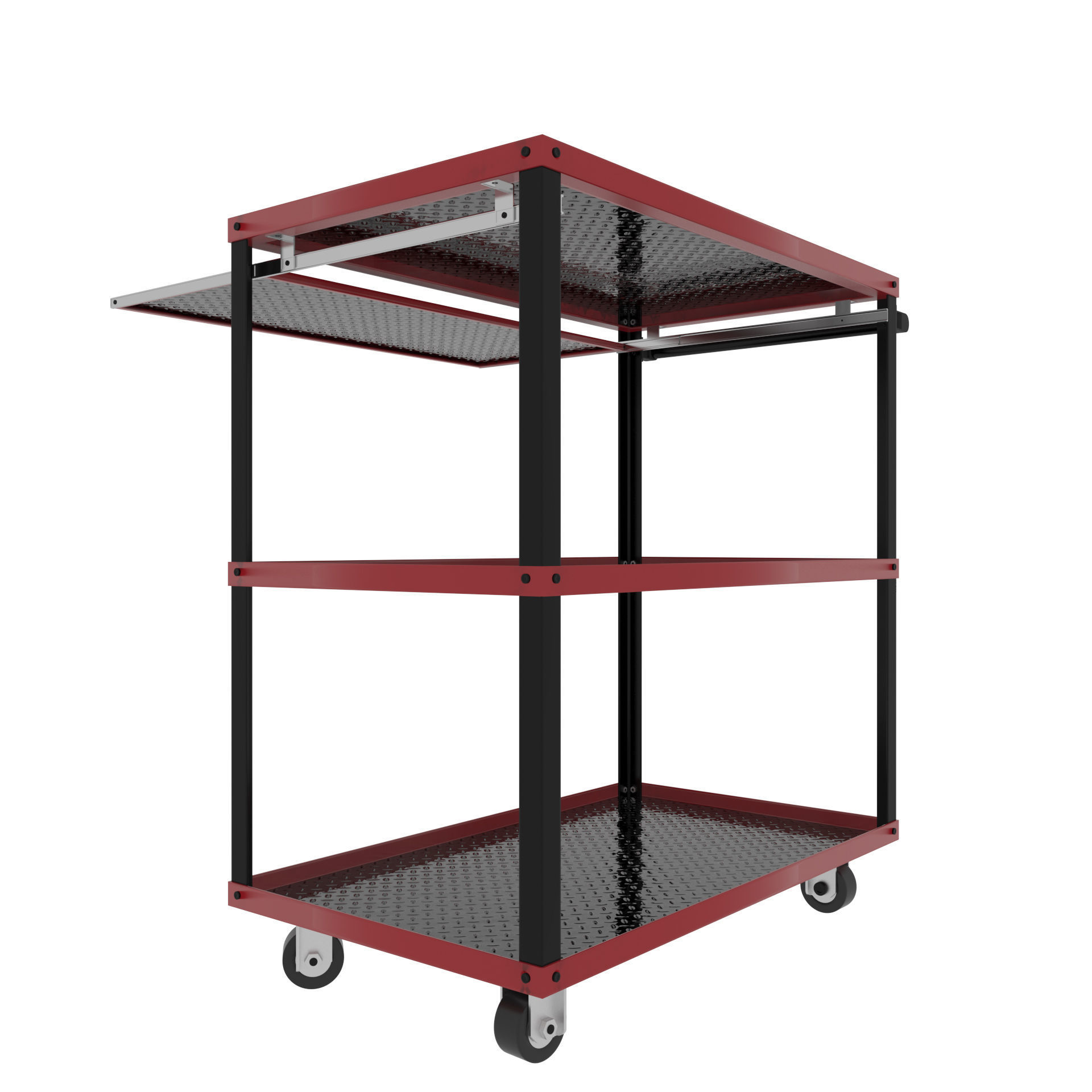 Workshop Service Trolley with Open Shelving 3D model_4