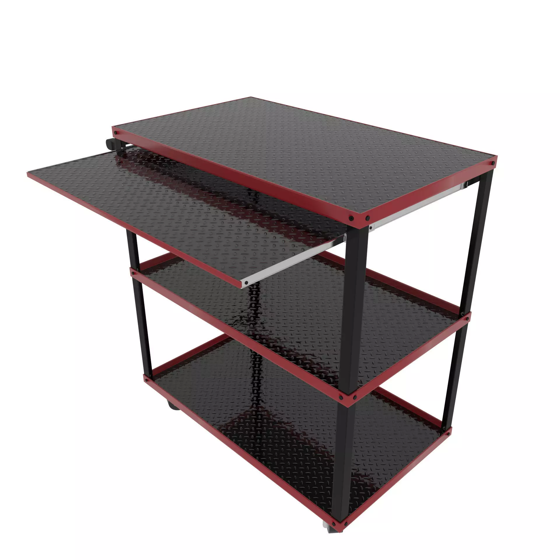 Workshop Service Trolley with Open Shelving 3D model_0