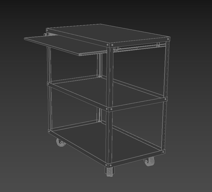 Workshop Service Trolley with Open Shelving 3D model_11