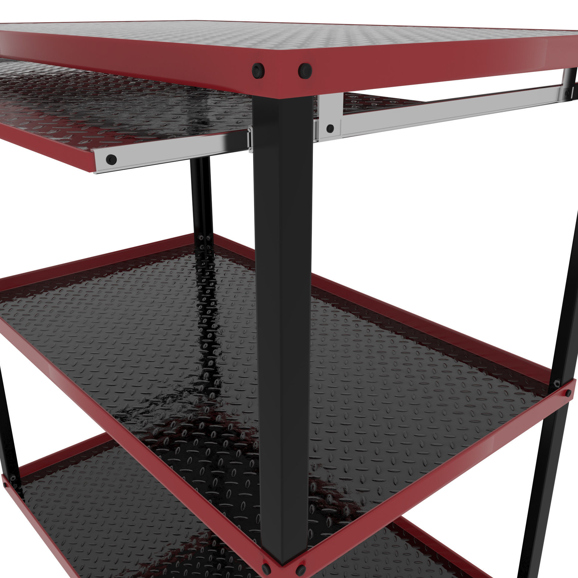 Workshop Service Trolley with Open Shelving 3D model_7