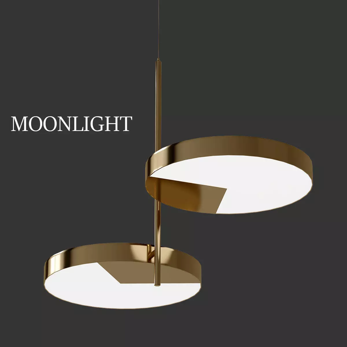 MOONLIGHT gold pendant light with two circular discs 3D model_0