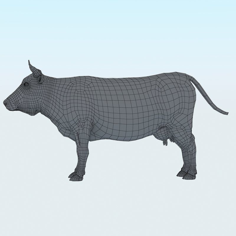 Low Poly Cow 3D model FBX OBJ STL 3ds Blend Max Low-poly 3D model_18
