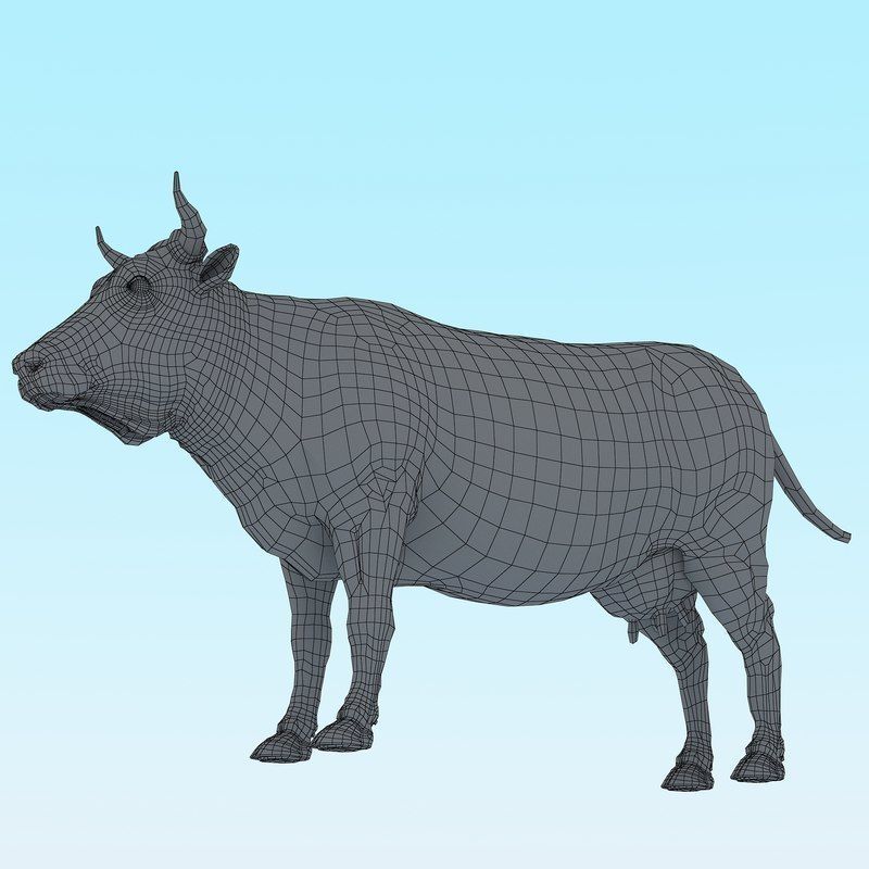 Low Poly Cow 3D model FBX OBJ STL 3ds Blend Max Low-poly 3D model_17