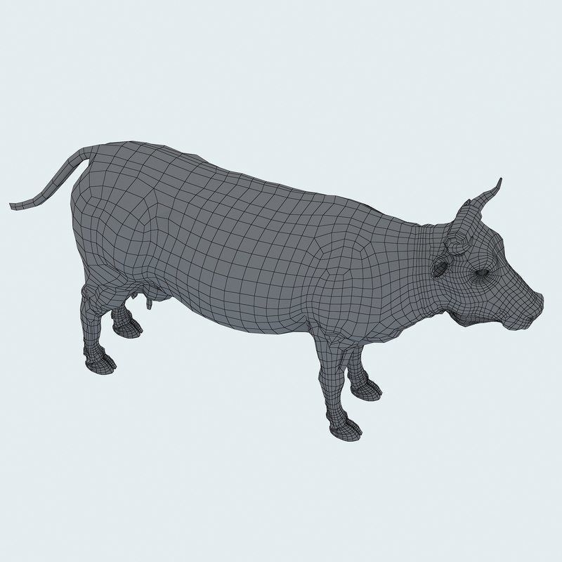 Low Poly Cow 3D model FBX OBJ STL 3ds Blend Max Low-poly 3D model_23