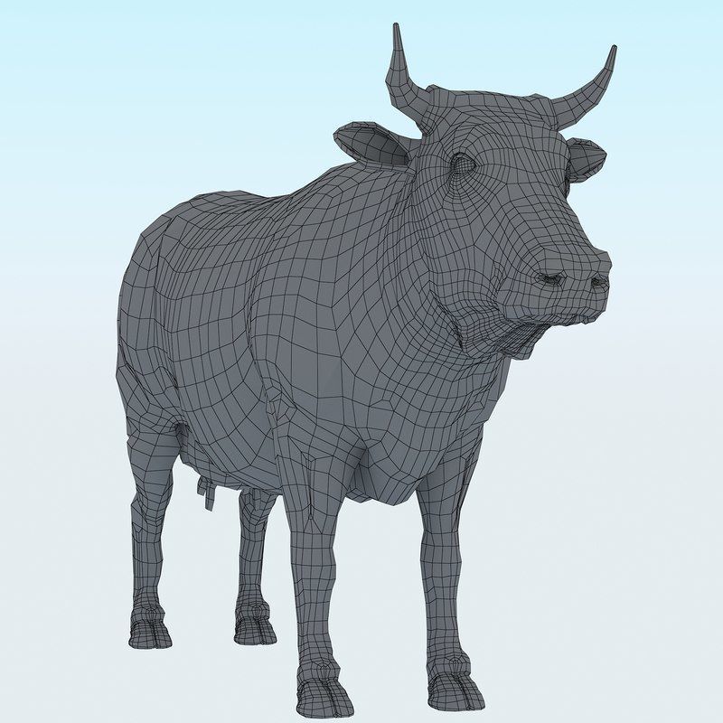 Low Poly Cow 3D model FBX OBJ STL 3ds Blend Max Low-poly 3D model_25
