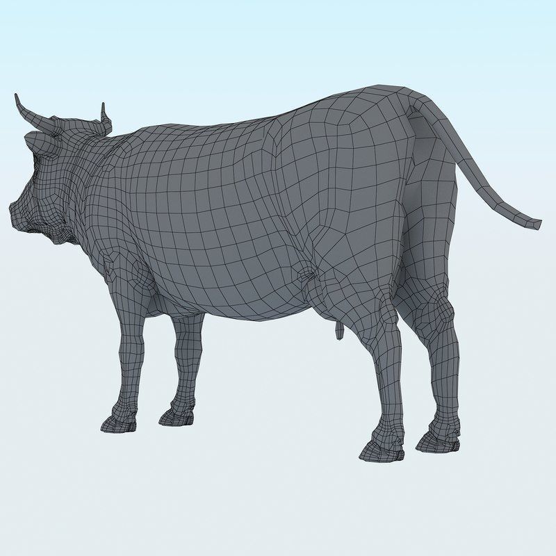 Low Poly Cow 3D model FBX OBJ STL 3ds Blend Max Low-poly 3D model_19