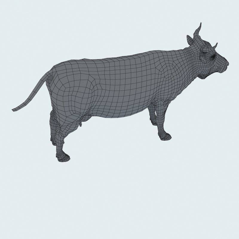 Low Poly Cow 3D model FBX OBJ STL 3ds Blend Max Low-poly 3D model_22
