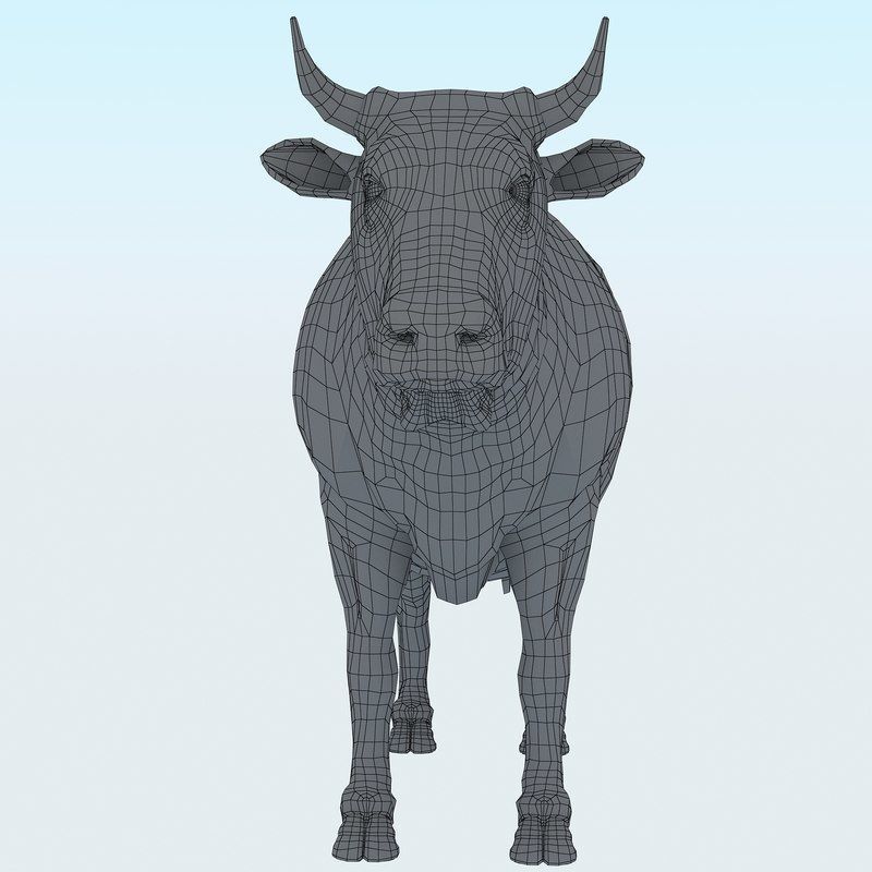 Low Poly Cow 3D model FBX OBJ STL 3ds Blend Max Low-poly 3D model_16