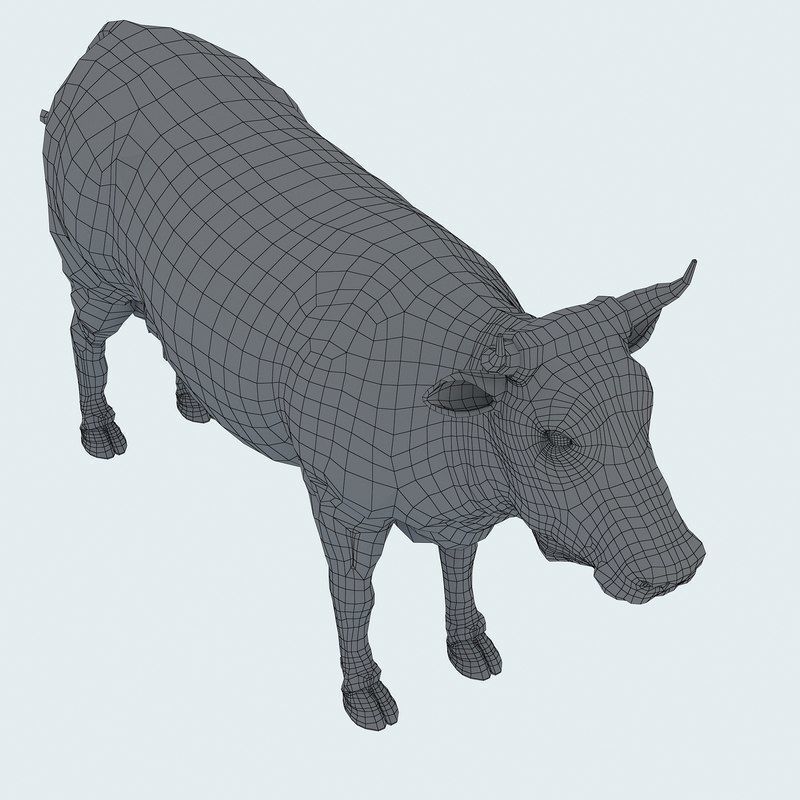 Low Poly Cow 3D model FBX OBJ STL 3ds Blend Max Low-poly 3D model_24