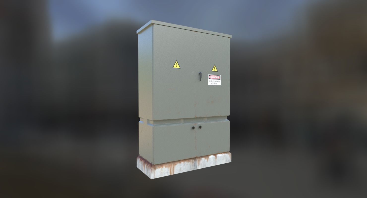Electrical Control Box Low-poly 3D model_1