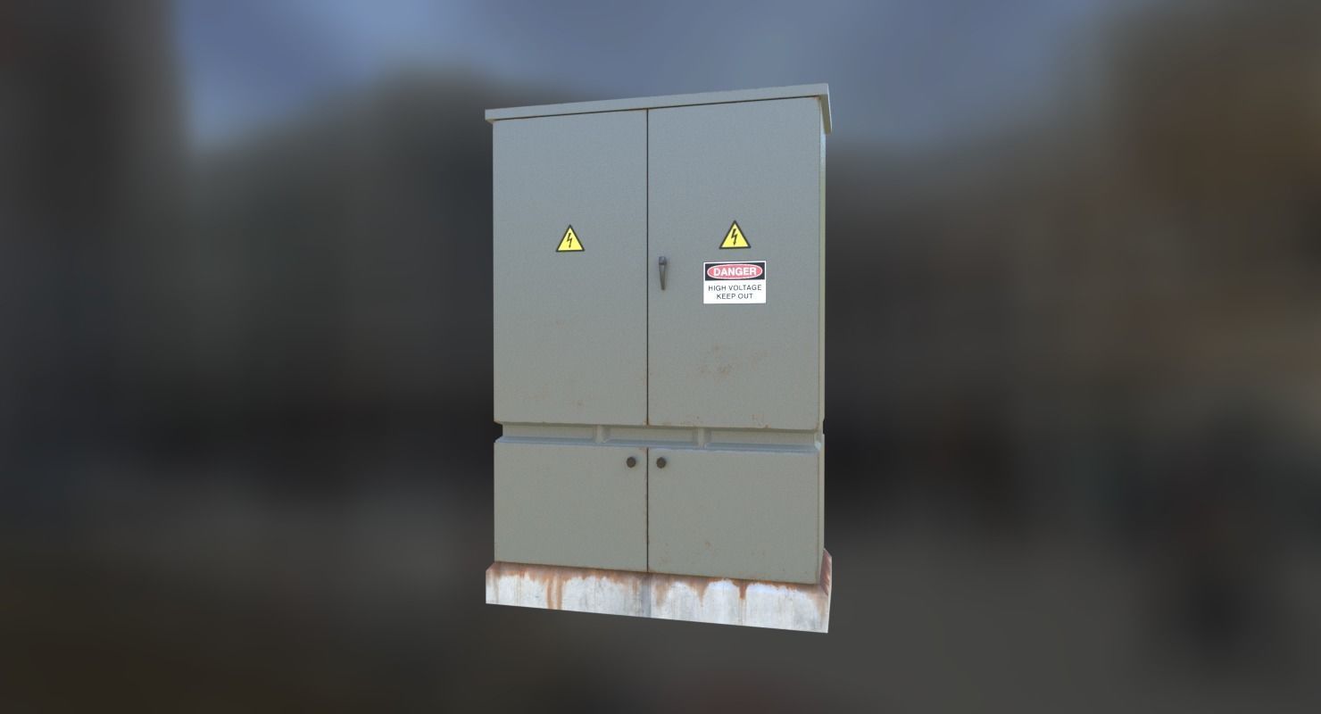Electrical Control Box Low-poly 3D model_2