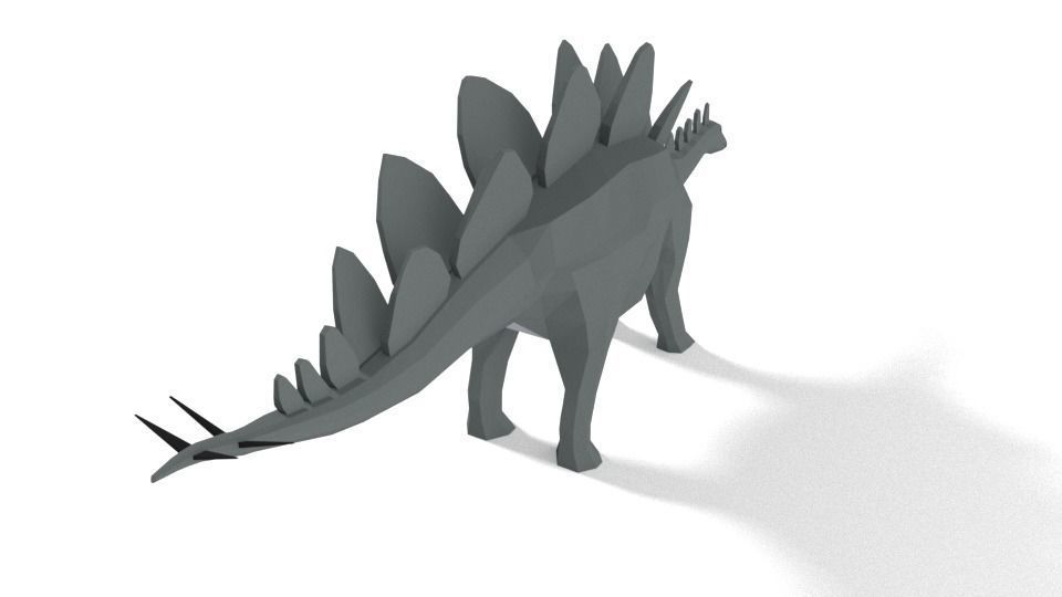 Low Poly Cartoon Stegosaurus Dinosaur Low-poly 3D model_4