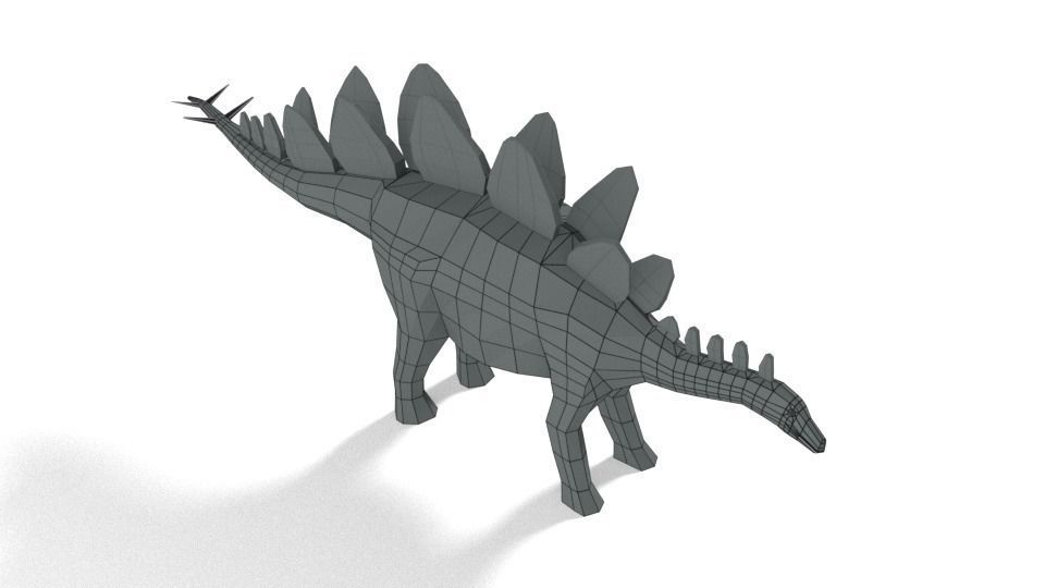 Low Poly Cartoon Stegosaurus Dinosaur Low-poly 3D model_11