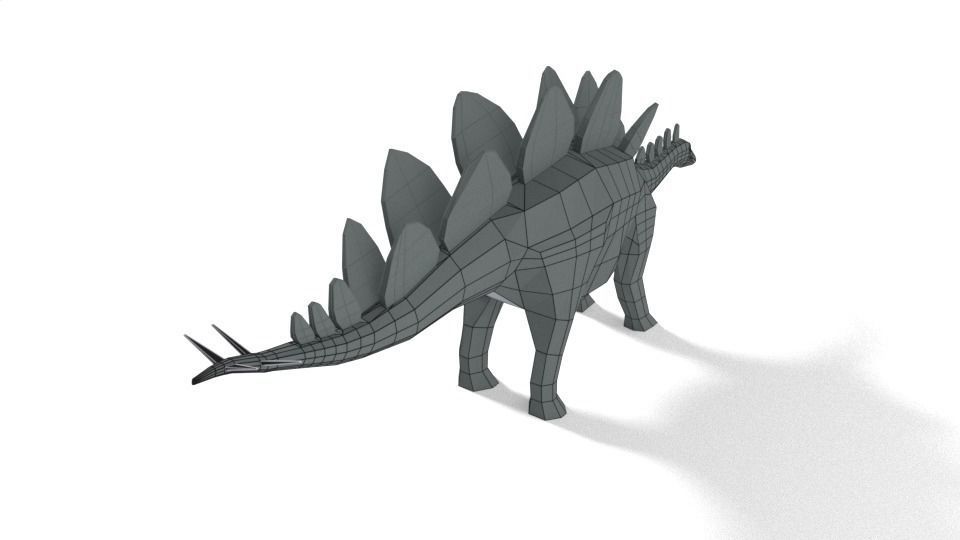 Low Poly Cartoon Stegosaurus Dinosaur Low-poly 3D model_12
