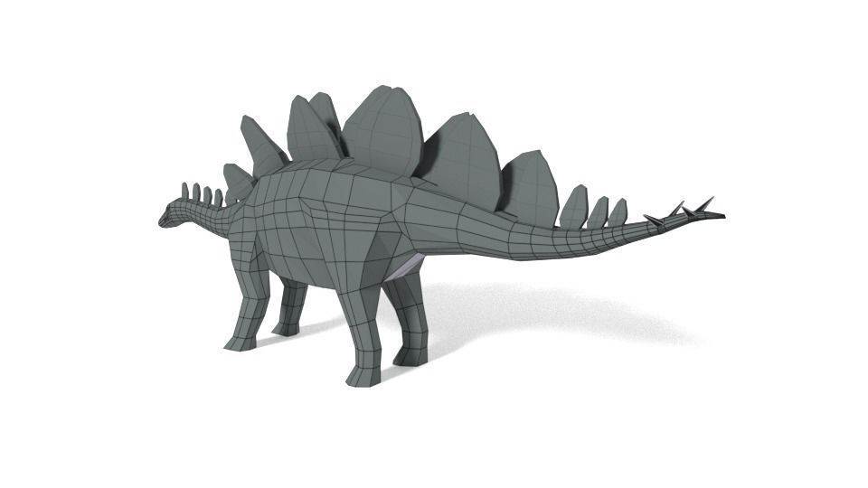 Low Poly Cartoon Stegosaurus Dinosaur Low-poly 3D model_14