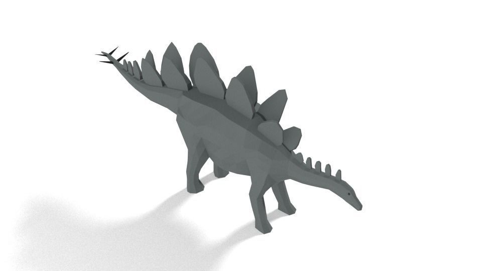 Low Poly Cartoon Stegosaurus Dinosaur Low-poly 3D model_3