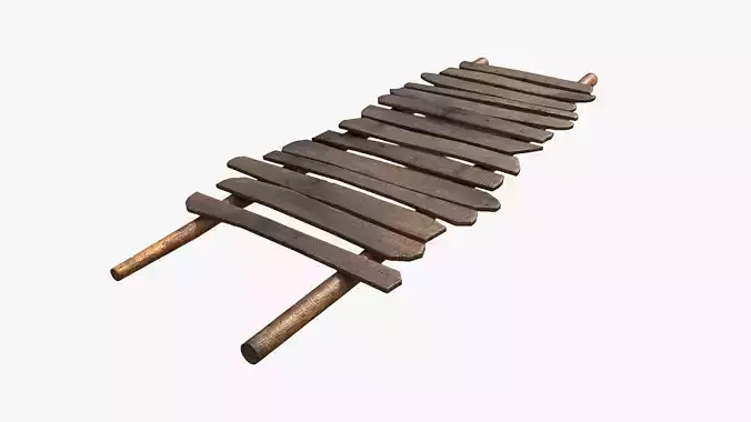 Makeshift Narrow Wooden Bridge  Low-poly 3D model