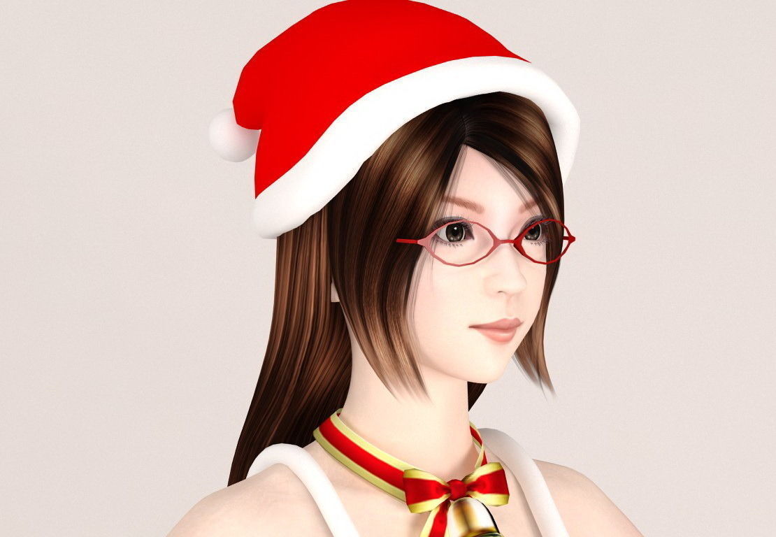  T pose nonrigged model of Natsumi in Christmas costume V02 3D model_2