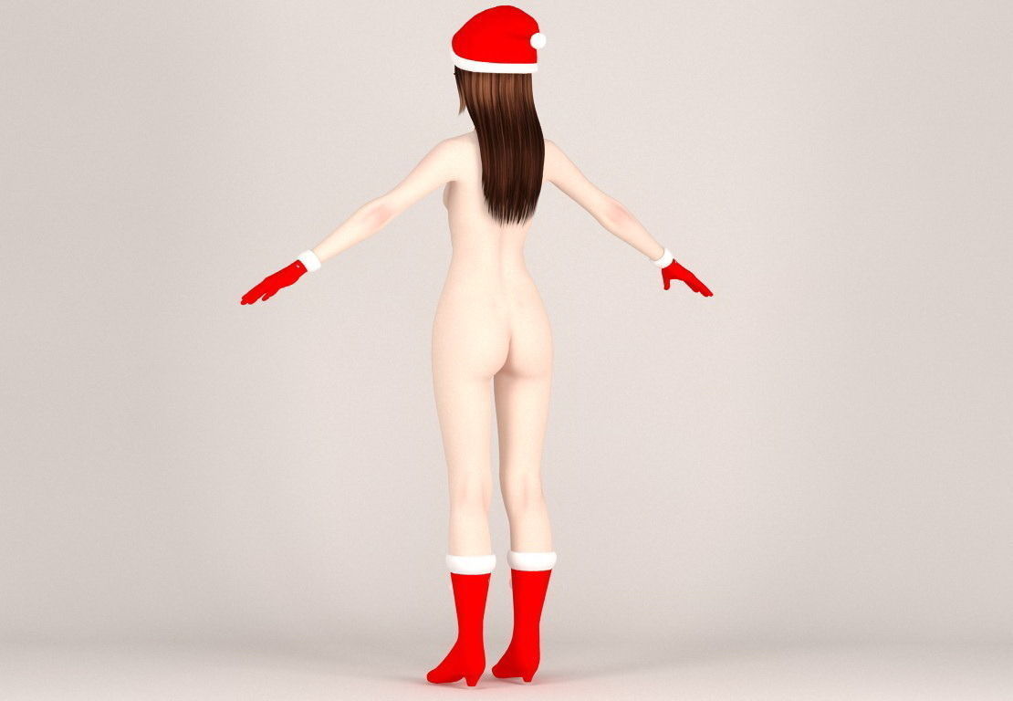  T pose nonrigged model of Natsumi in Christmas costume V02 3D model_17