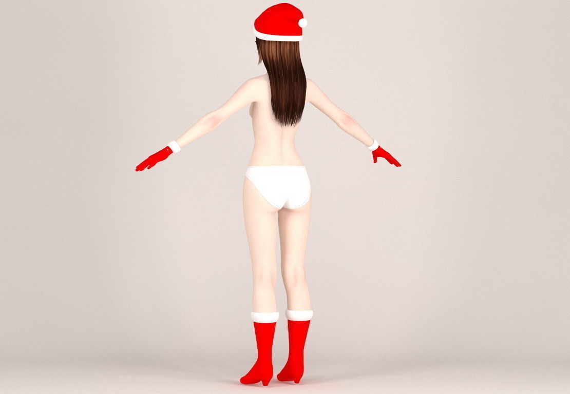  T pose nonrigged model of Natsumi in Christmas costume V02 3D model_16