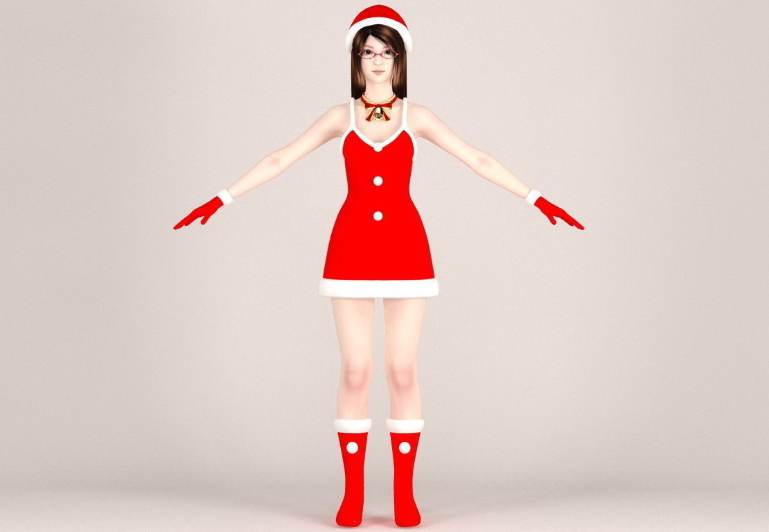  T pose nonrigged model of Natsumi in Christmas costume V02 3D model_3