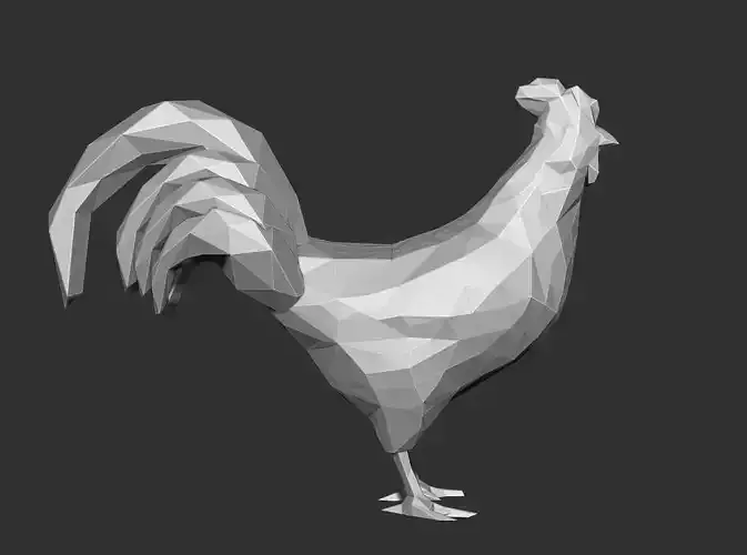  Chicken Rooster low Polygon 3D print model