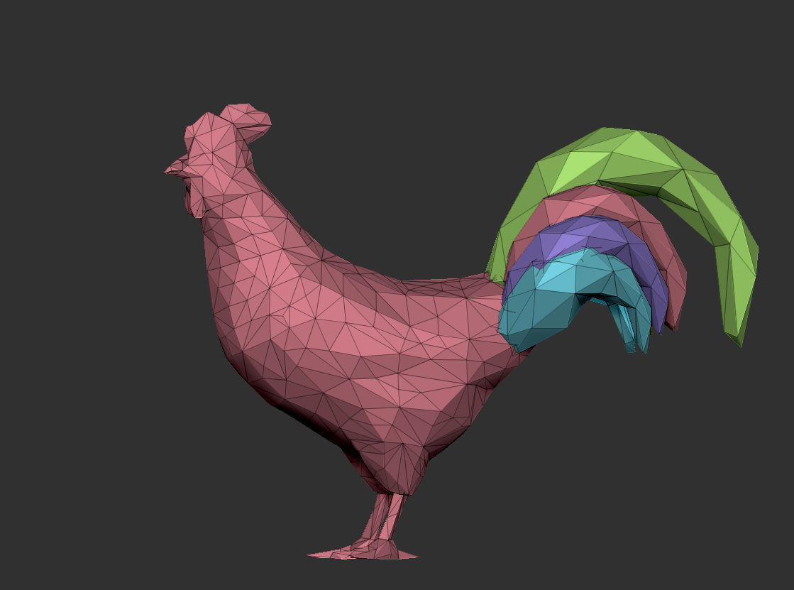  Chicken Rooster low Polygon 3D print model_4